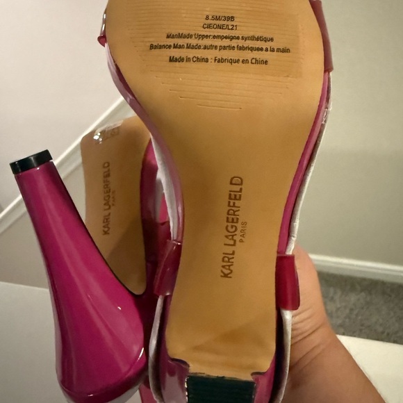 Karl Lagerfeld Paris Orchid Cieone Clear Vinyl Dress Heel Sandals Size 8.5 - Picture 10 of 12